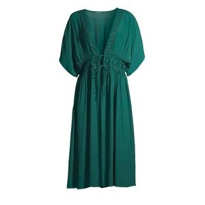 •green lace tie cover up•